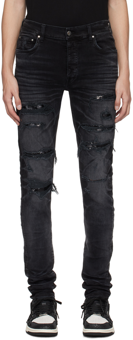 Shop Amiri Black Thrasher Jeans In Faded Black