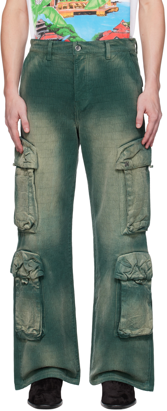Green Faded Cargo Pants