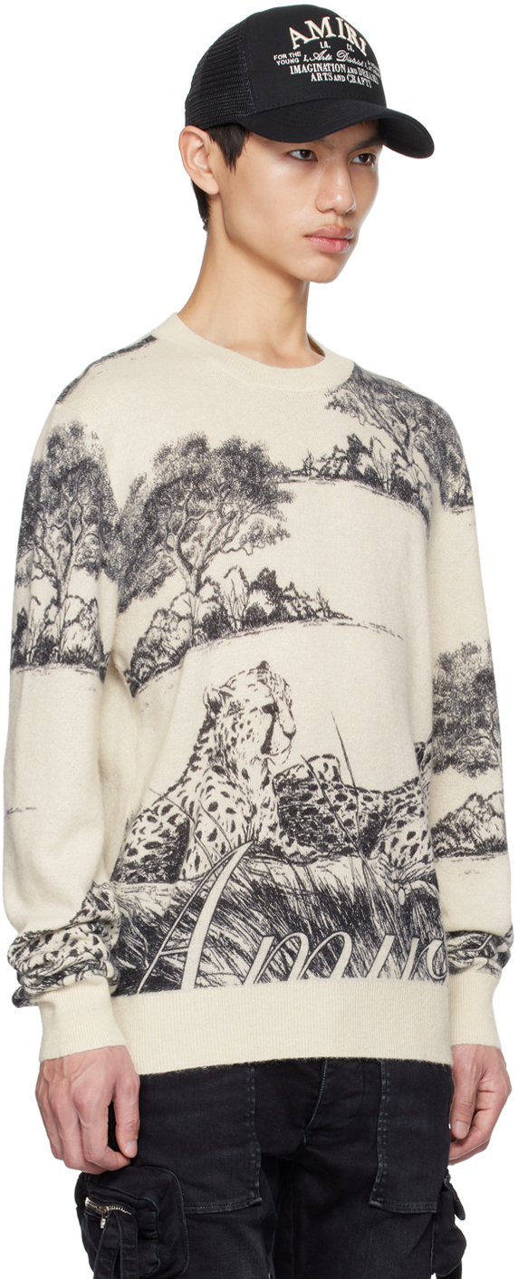 Amiri Graphic-print Wool Jumper In Tan
