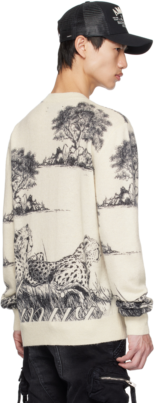 Amiri Graphic-print Wool Jumper In Tan