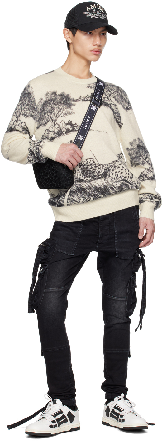 Amiri Graphic-print Wool Jumper In Tan
