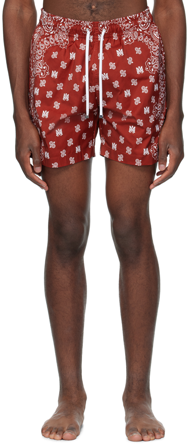 Red Bandana Paisley Swim Shorts by AMIRI on Sale