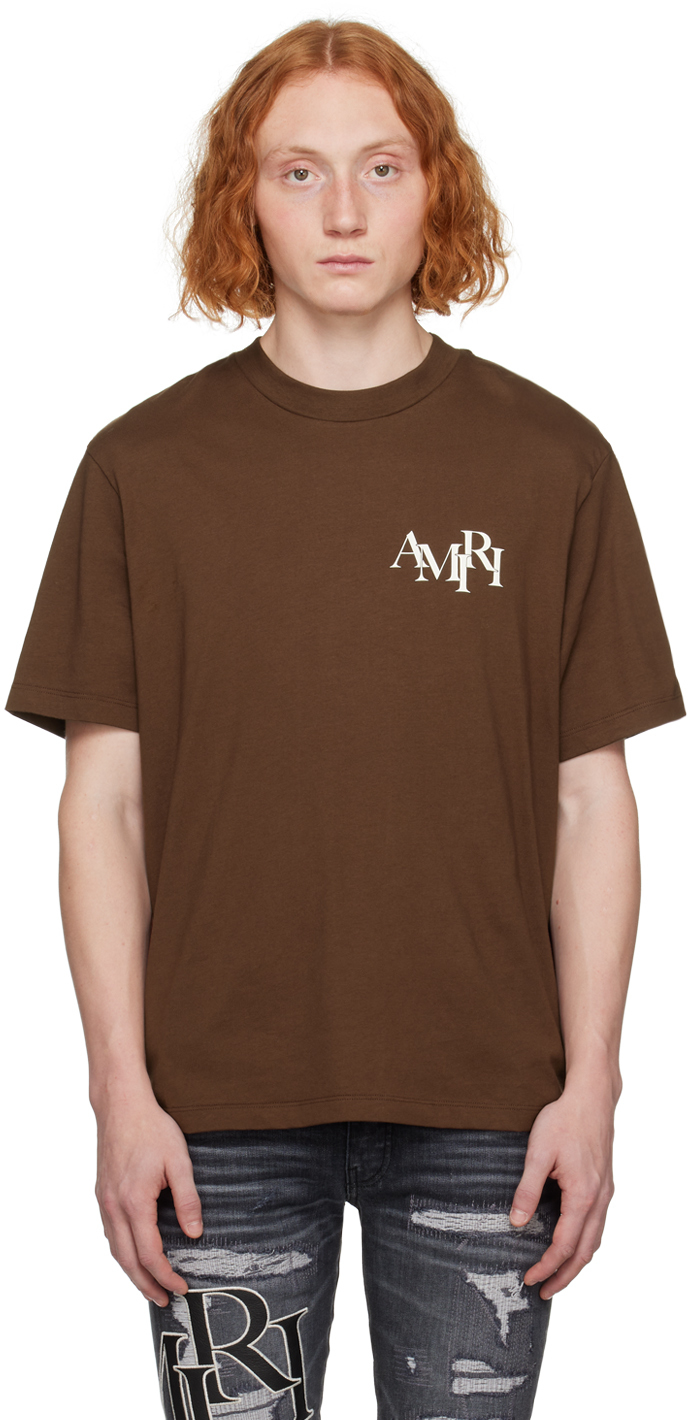 AMIRI Brown Staggered T-Shirt