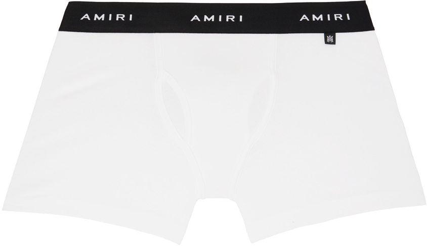 Amiri: Boxer blanc à motif à logo en tricot jacquard | SSENSE France
