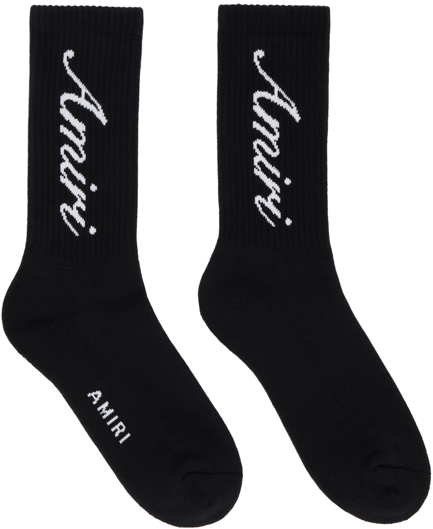 Amiri Men's Script Logo Tube Socks In Black