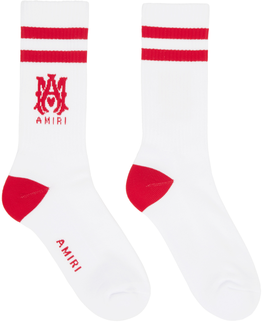 AMIRI: White & Red M.A. Socks | SSENSE