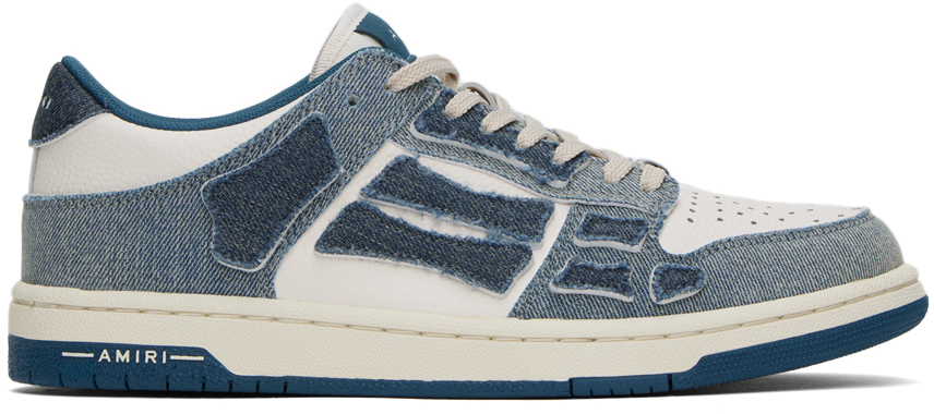 Amiri White & Blue Skel Sneakers In Slate Blue