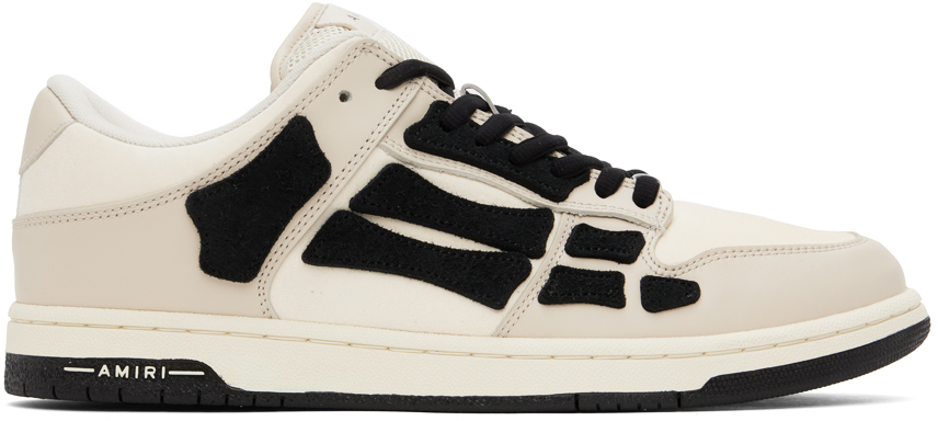 AMIRI BEIGE & BLACK SKEL TOP LOW SNEAKERS