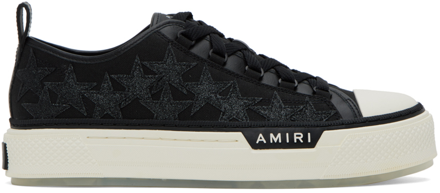 Amiri Stars Court Canvas Low Top Sneakers In Black