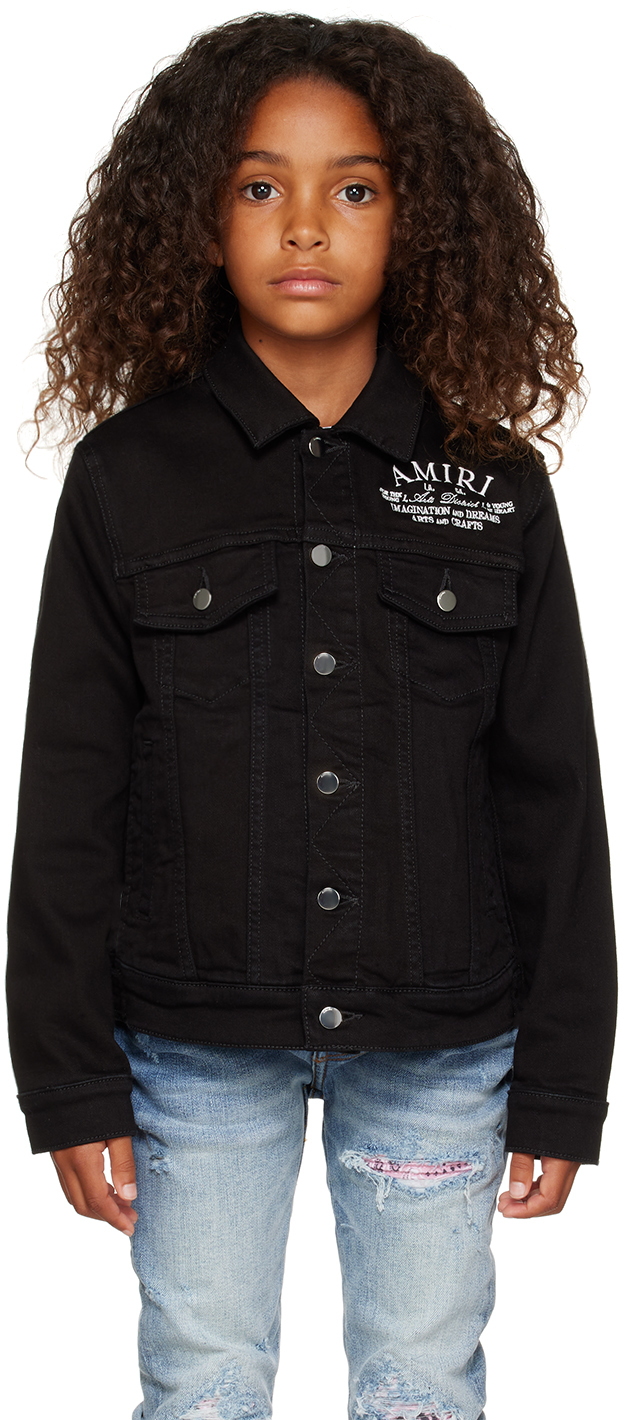AMIRI Kids Black Embroidered Denim Jacket
