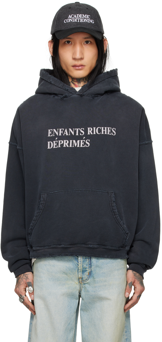 Enfants Riches Déprimés: Black Distressed Hoodie | SSENSE