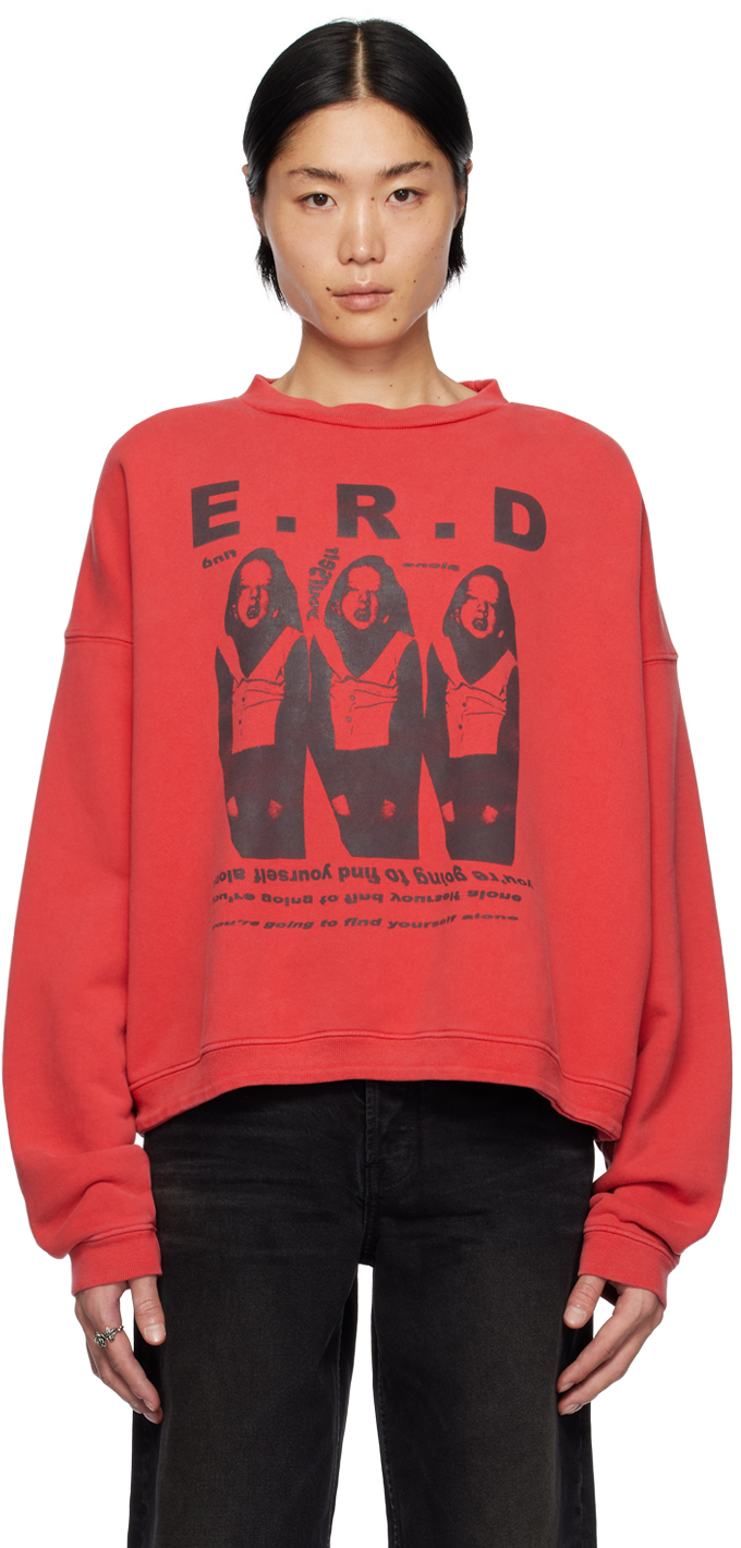 Enfants Riches Deprimes Red Graphic Sweatshirt In Faded Red / Black