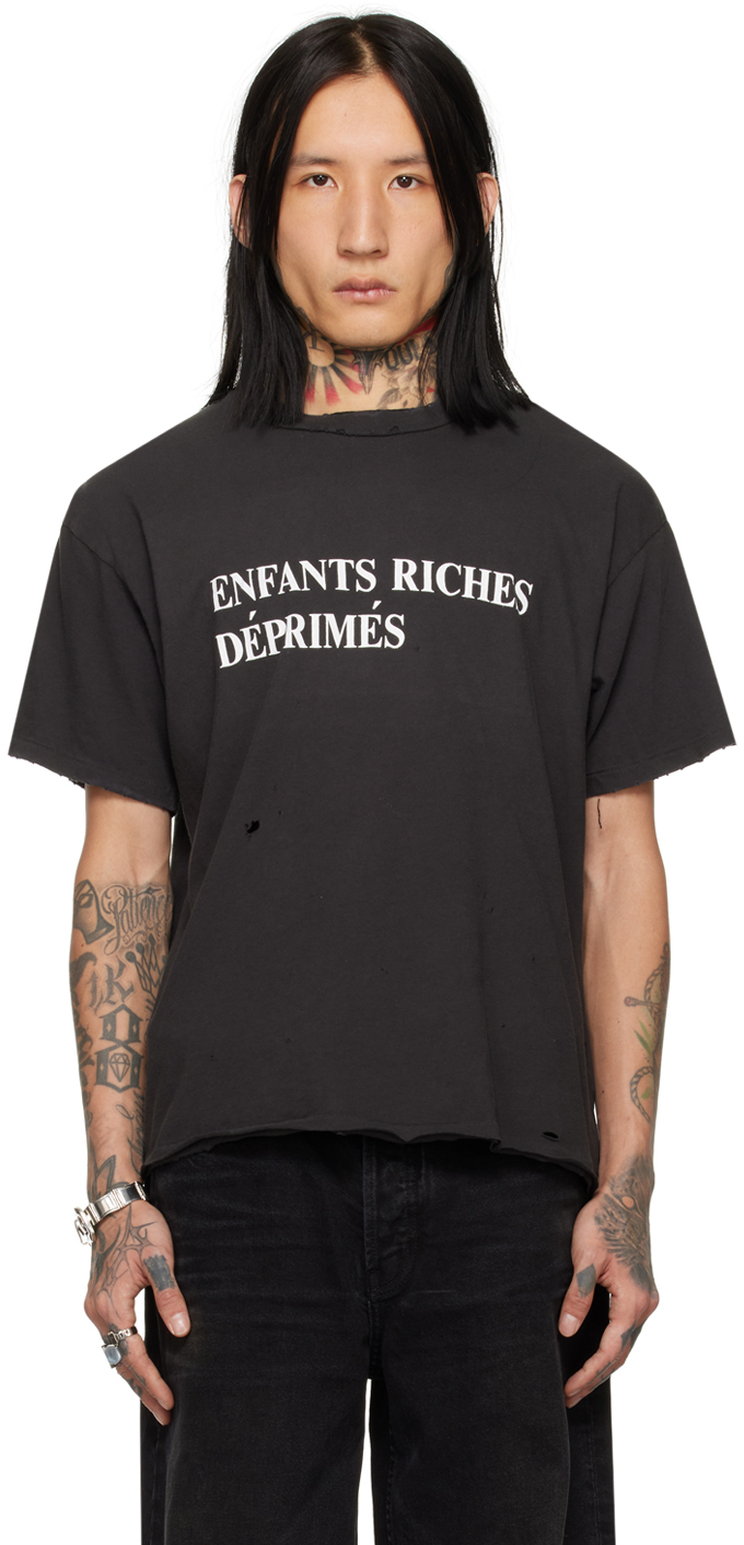 Enfants Riches Déprimés: Black Distressed T-Shirt | SSENSE