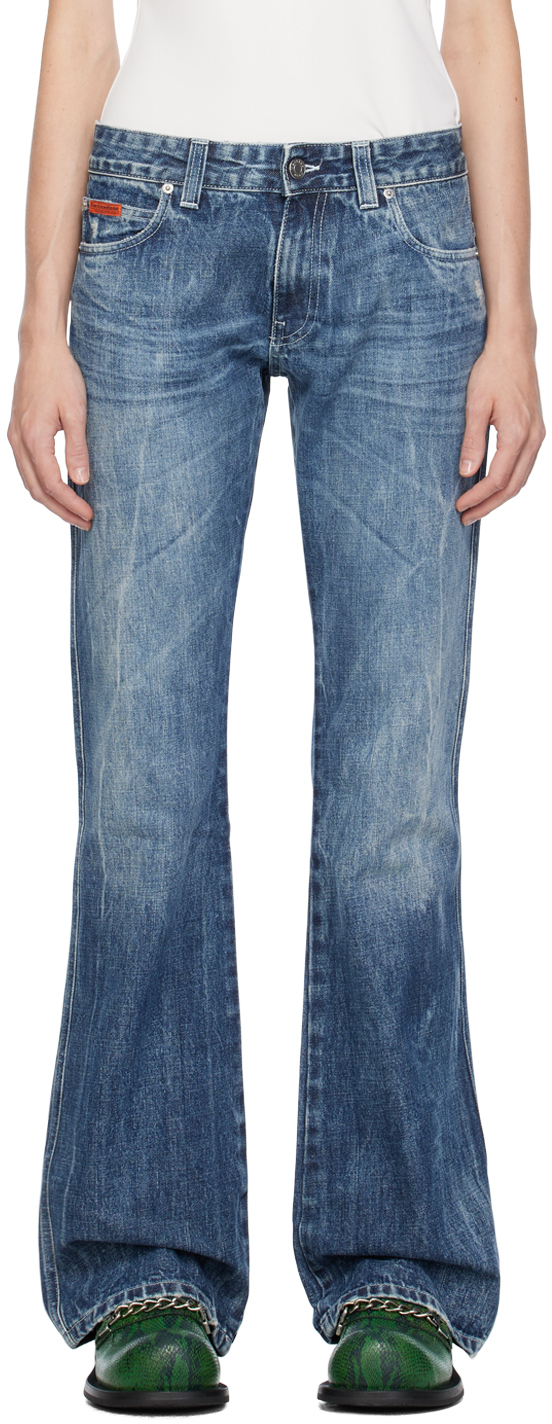 Martine Rose Blue Painted Straight-Leg Jeans | Smart Closet