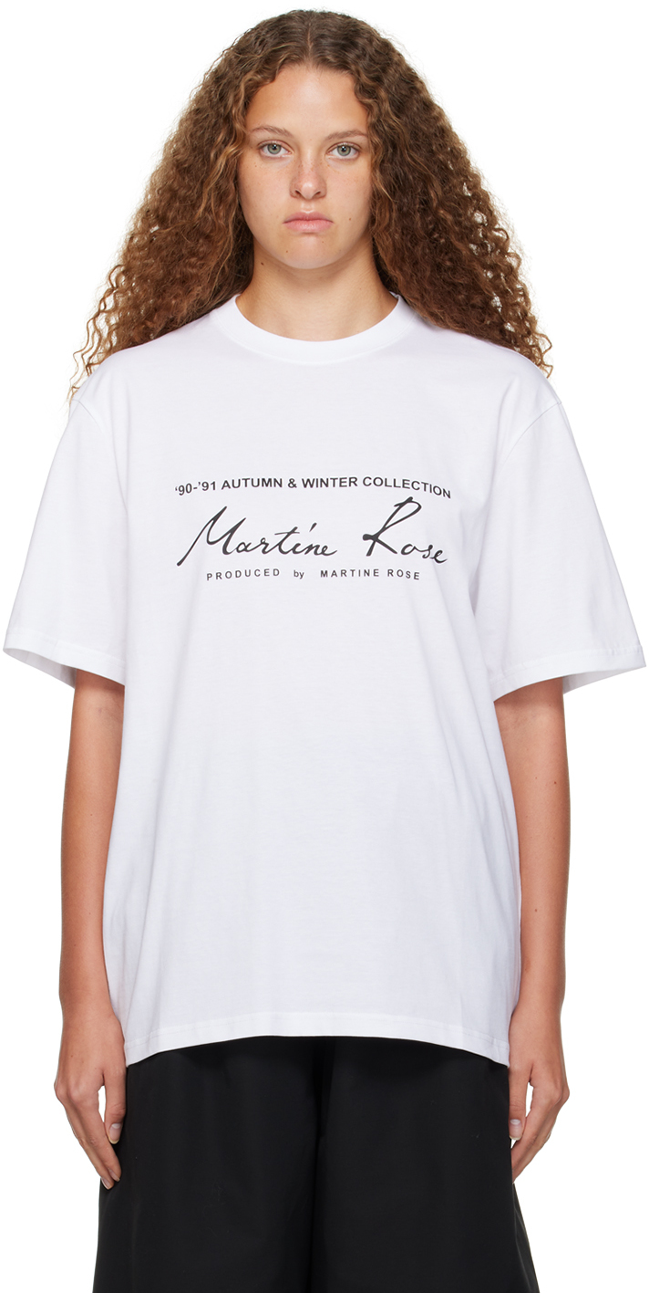 Martine Rose: White Printed T-Shirt