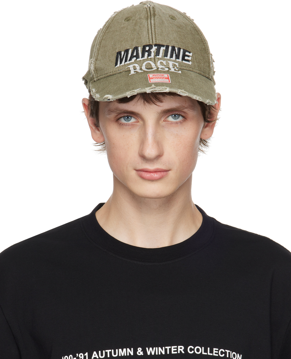 MARTINE ROSE GREEN ROLLED CAP