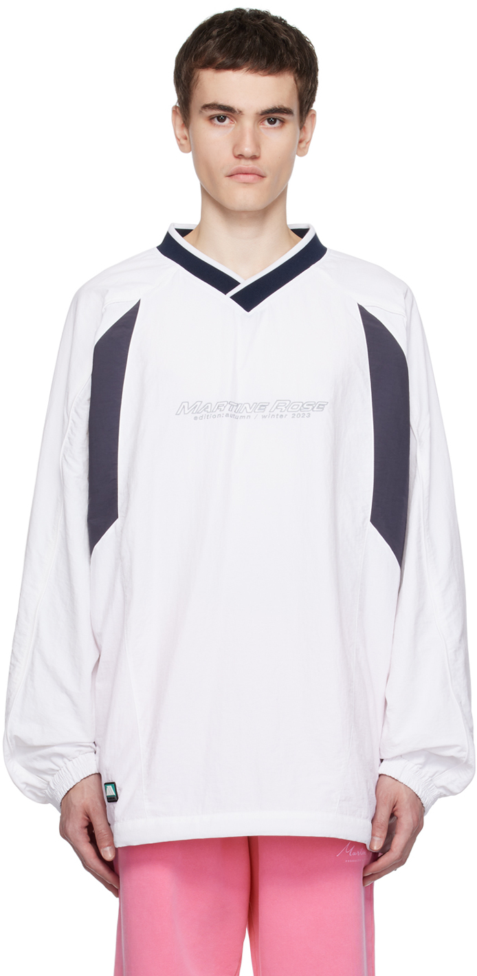 NWT MARTINE ROSE Logo Mock Neck Long Sleeve Shirt - Size XLARGE - White
