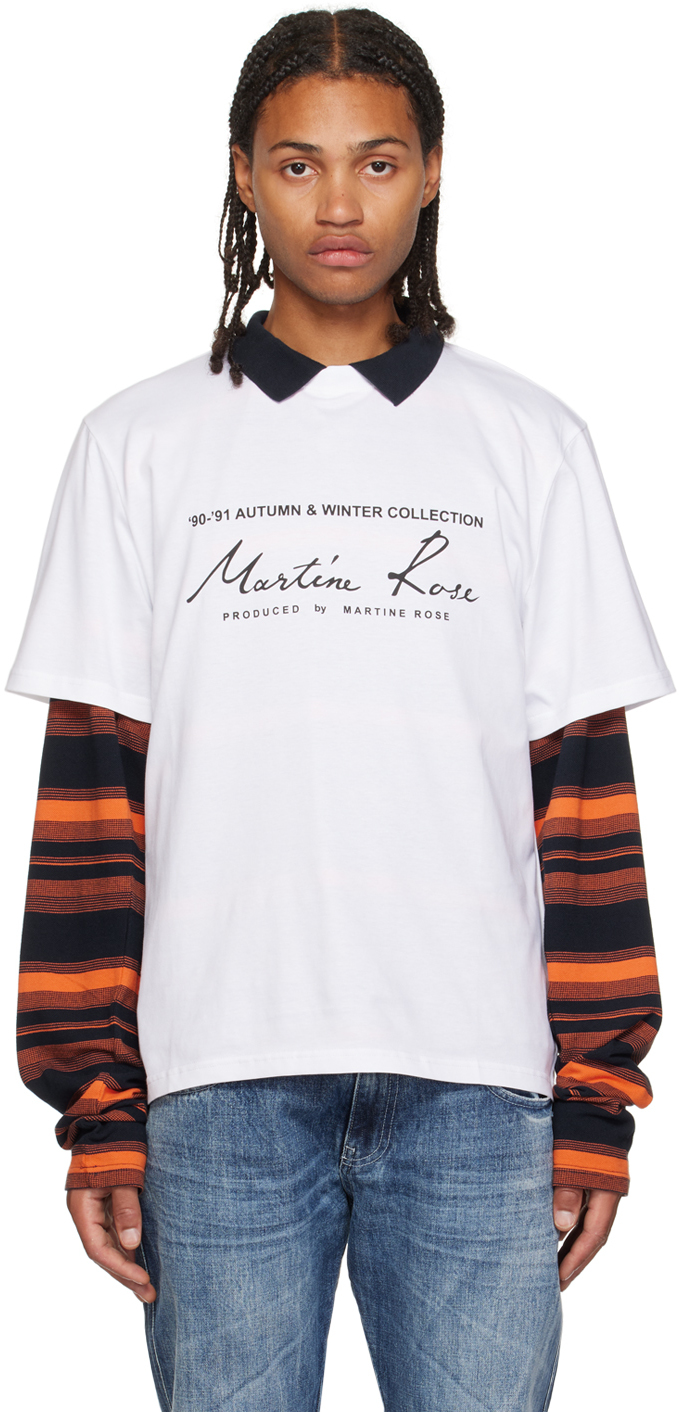 Martine Rose Mens Logo T shirt XS White Black 09-91 Autumn & Winter  Collection