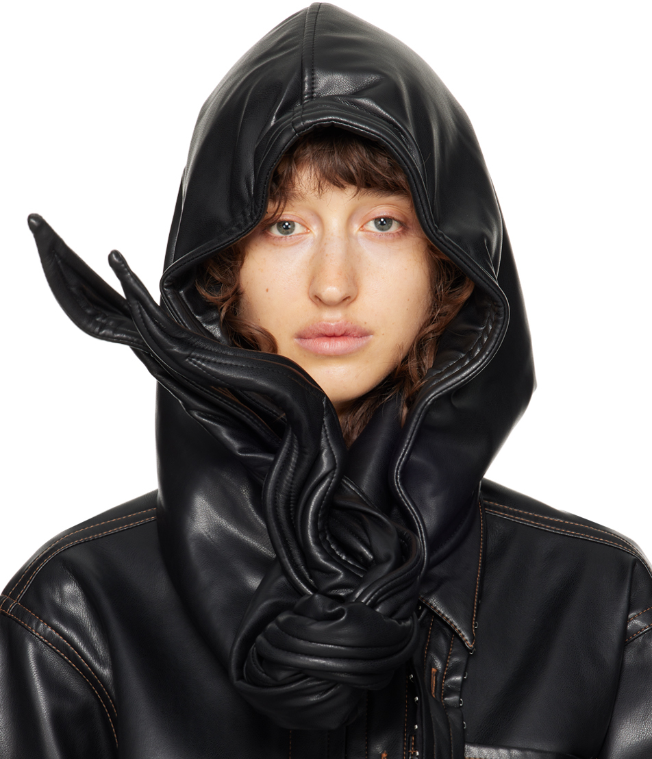 【bata】 Y/PROJECT WIRE LEATHER HOOD Y/project Black Wire Faux-leather Hood | ModeSens