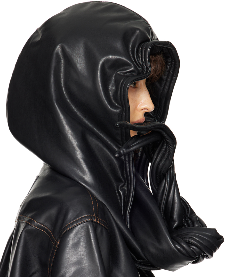 Y/project Wire Leather Hood - Black | Garmentory