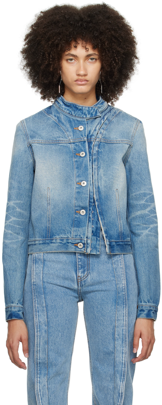 Y/Project: Blue Hook-Eye Denim Jacket | SSENSE