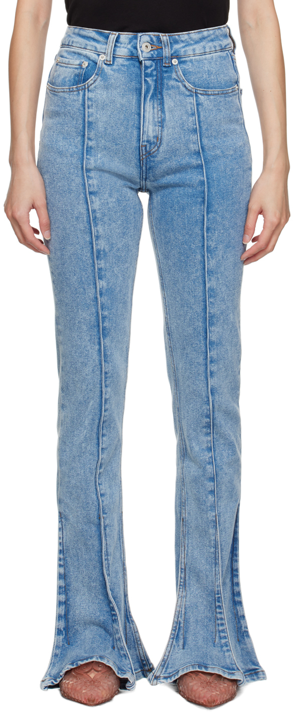 Shop Y/project Blue Trumpet Jeans In Heavy Sw Blue