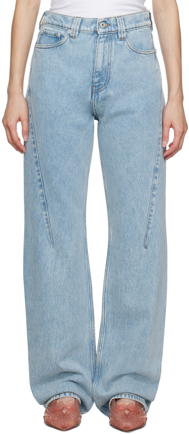 Shop Y/project Blue Faded Jeans In Heavy Sw Blue