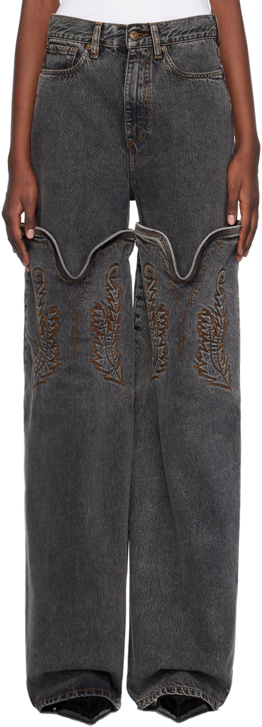 Black Maxi Cowboy Cuff Jeans