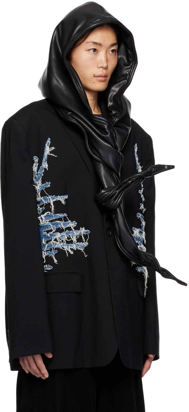 【bata】 Y/PROJECT WIRE LEATHER HOOD Y/Project Black Wire Leather Hood | Smart Closet
