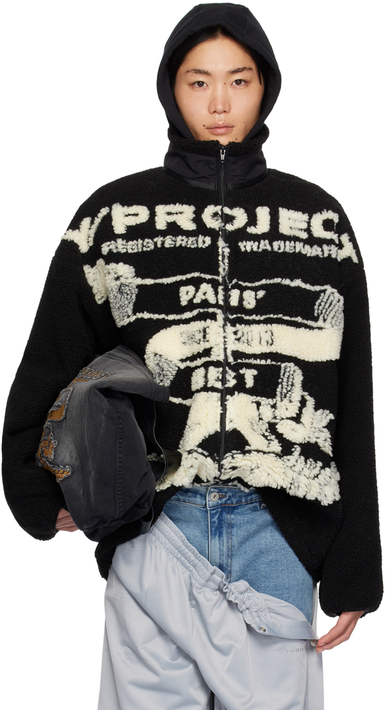Y/Project - Paris' Best Jacquard Fleece Jacket - Mens - Black White