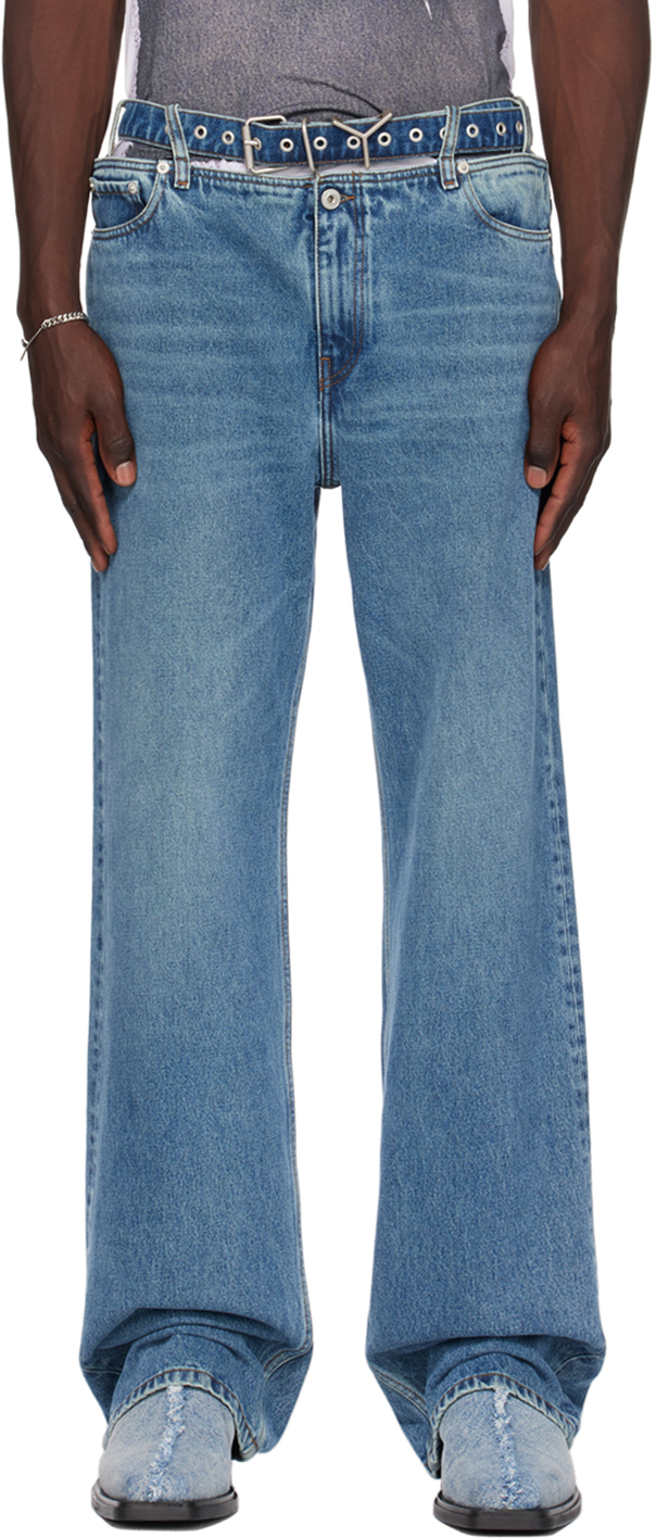 Blue Y-Belt Jeans by Y/Project on Sale