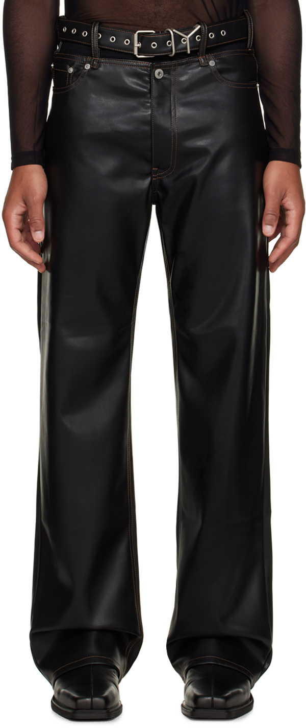 Y/project Black Y Belt Faux-leather Trousers