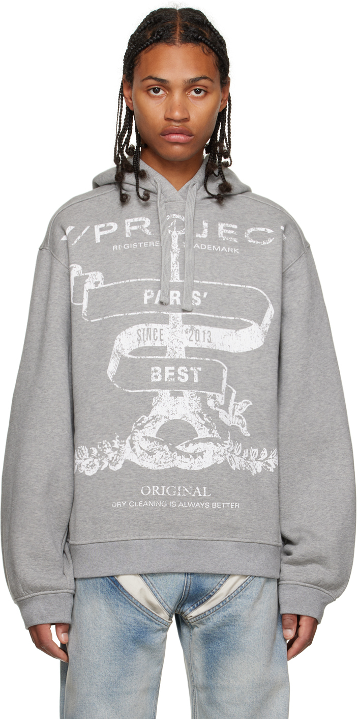 Gray Print Hoodie