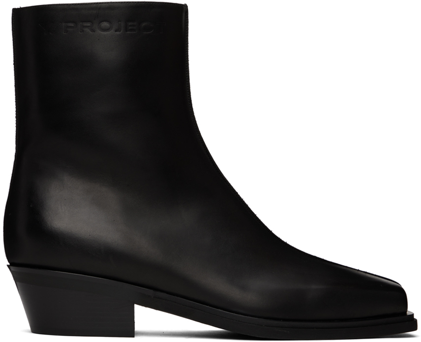Y/project Paris' Best 50mm Leather Boots In Schwarz