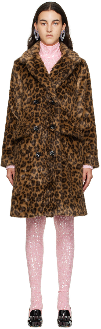Brown Leopard Faux-Fur Coat