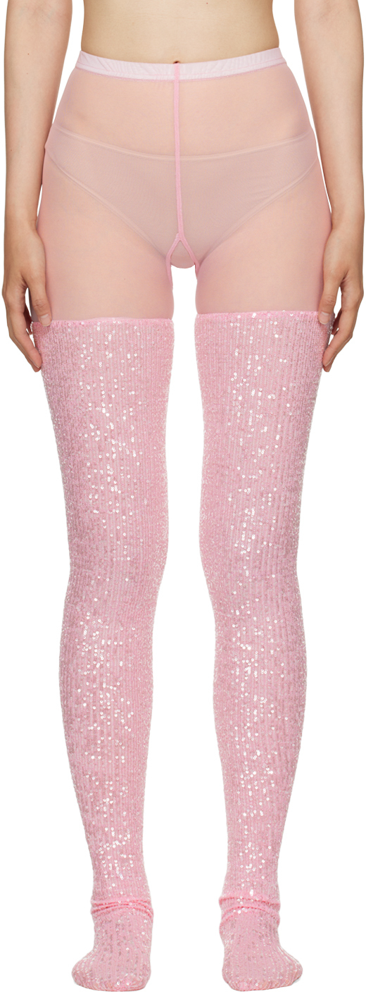 Anna Sui Pink Sequin Tights