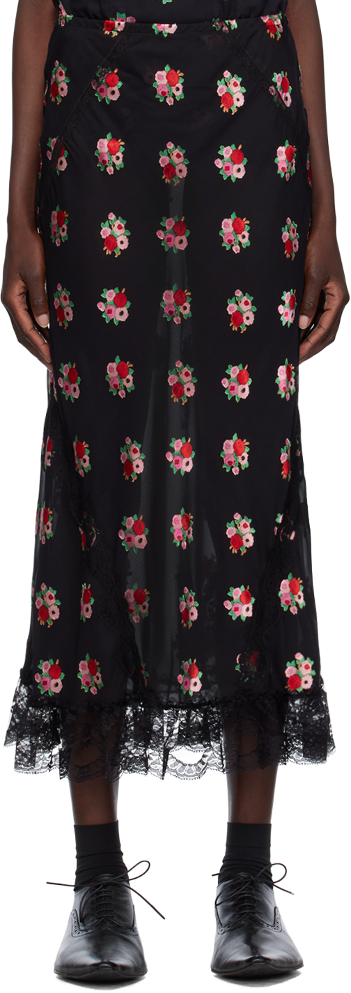 Anna Sui Black Rosie Posie Skirt
