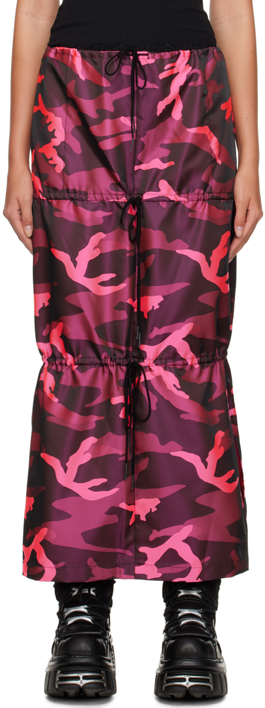 Anna Sui Pink Camouflage Maxi Skirt In Hot Pink Multi