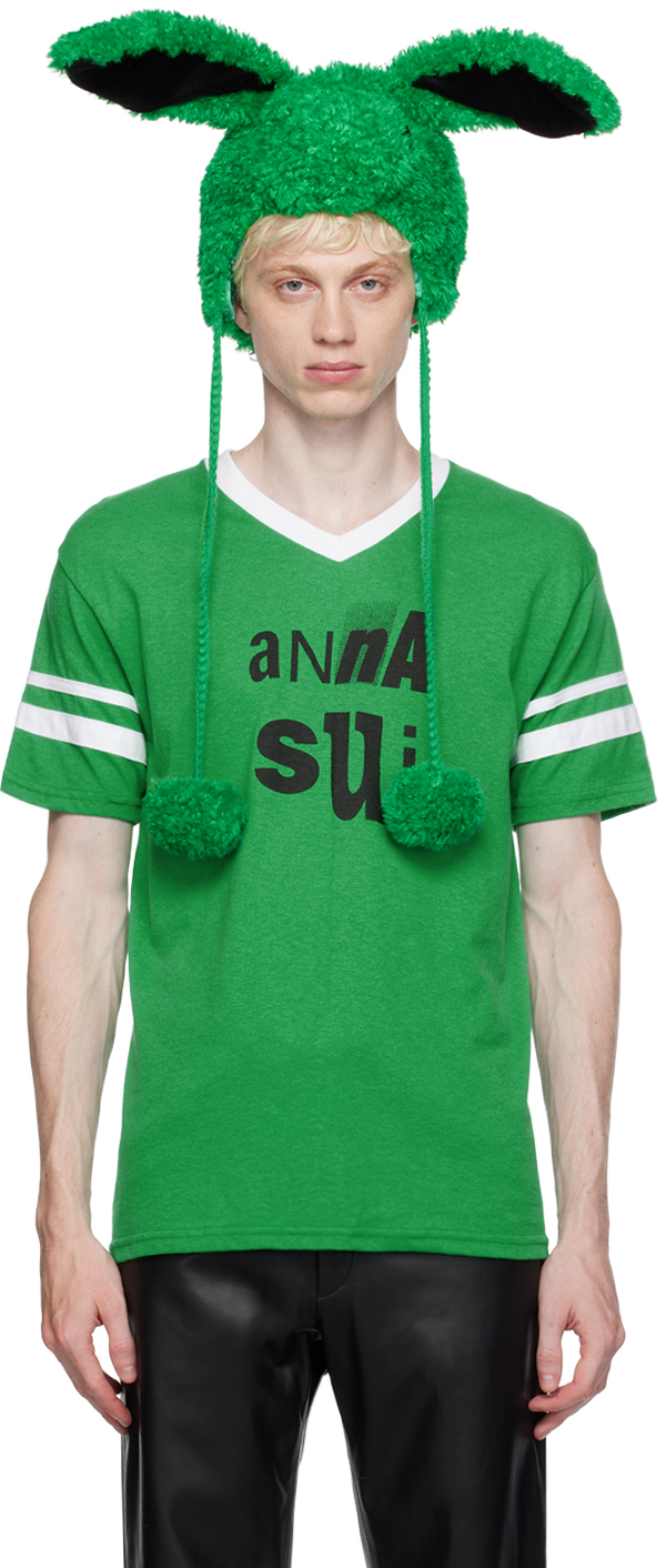 Anna Sui Ssense Exclusive Green Bunny Beanie In Clover