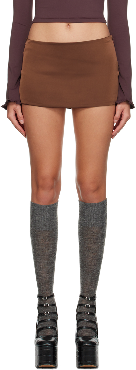 【関税込み】GUIZIO SSENSE限定 ブラウン マイクロミニ スカート SSENSE 日本 Exclusive Brown Miniskirt by GUIZIO on Sale