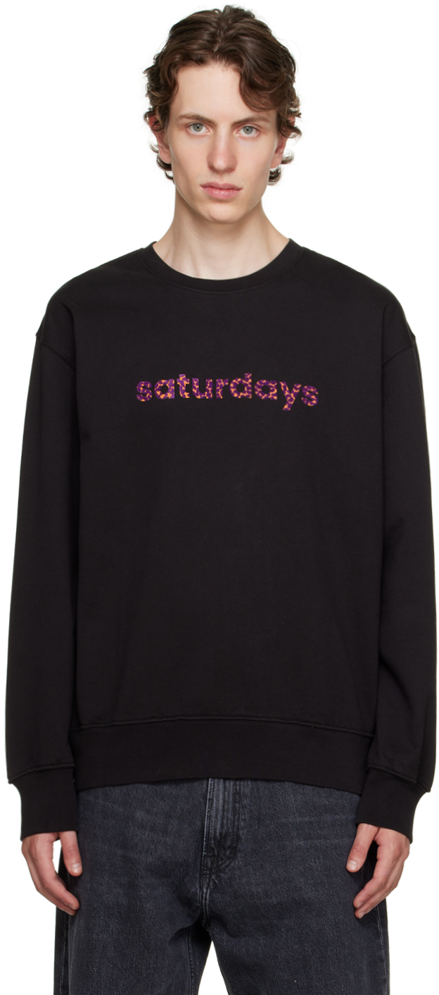Black Bowery Cheetah Sweatshirt by Saturdays NYC on Sale