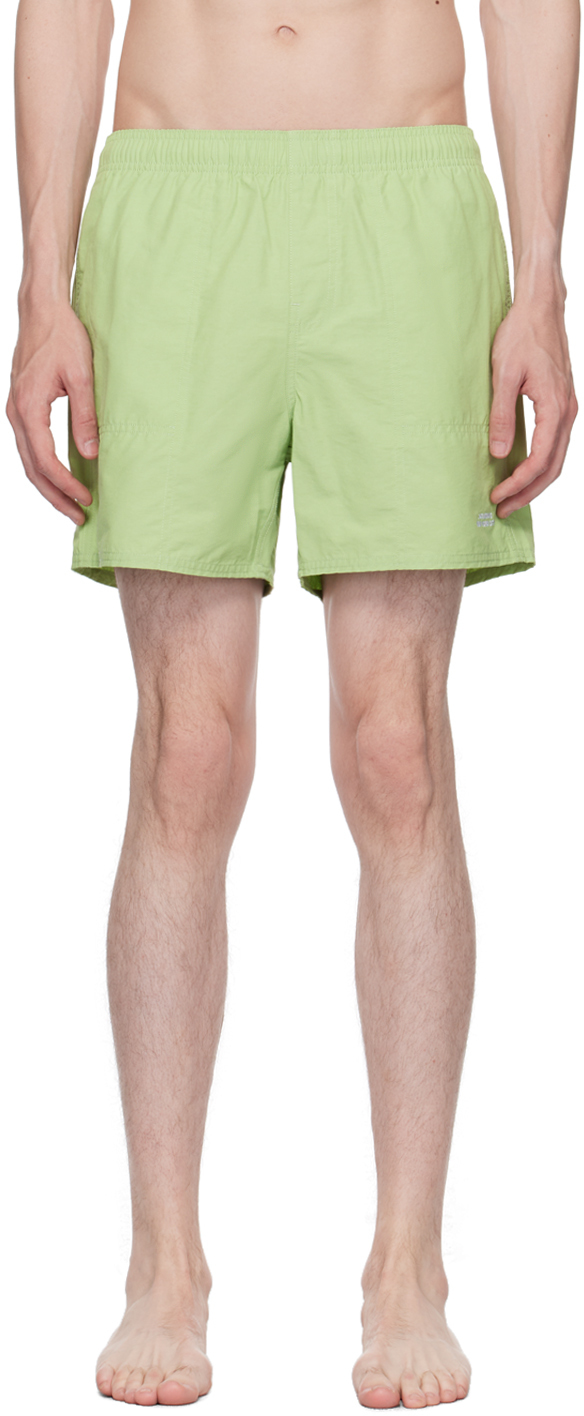 Saturdays Surf Nyc Talley Straight-leg Mid-length Embroidered Swim Shorts In Green