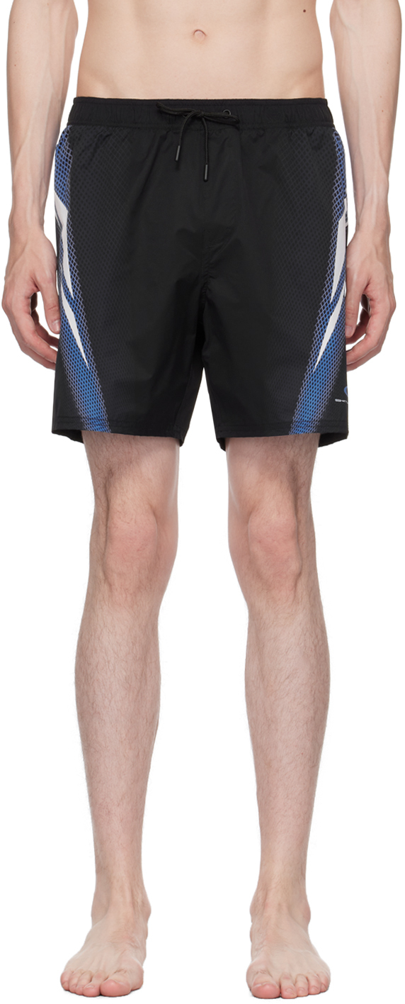 Saturdays Surf Nyc Oakley Timothy Straight-leg Mid-length Printed Swim Shorts In Black
