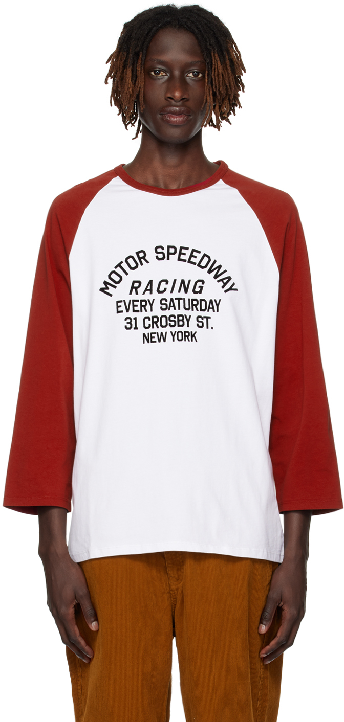 Saturdays Surf Nyc White & Red Speedway T-shirt In Red Dahlia