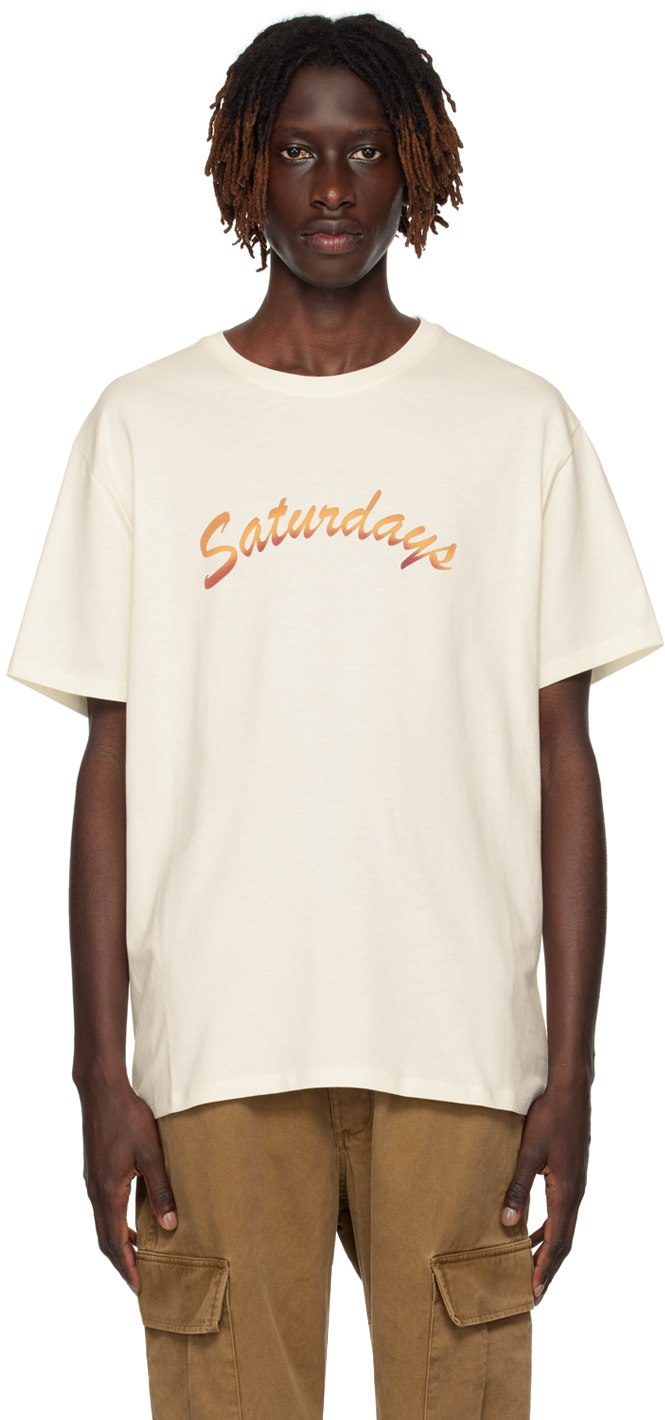 Saturdays Surf Nyc Horizon Script Logo-print Cotton-jersey T-shirt In Ivory