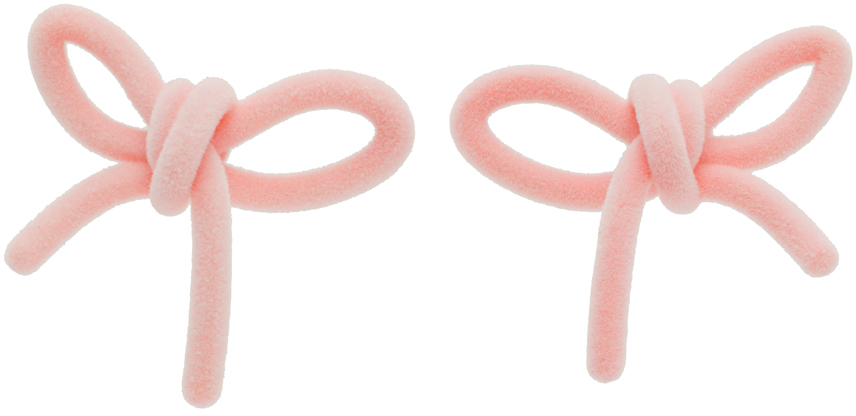 Shushu-tong Ssense Exclusive Pink Yvmin Edition Velvet Bow Earrings