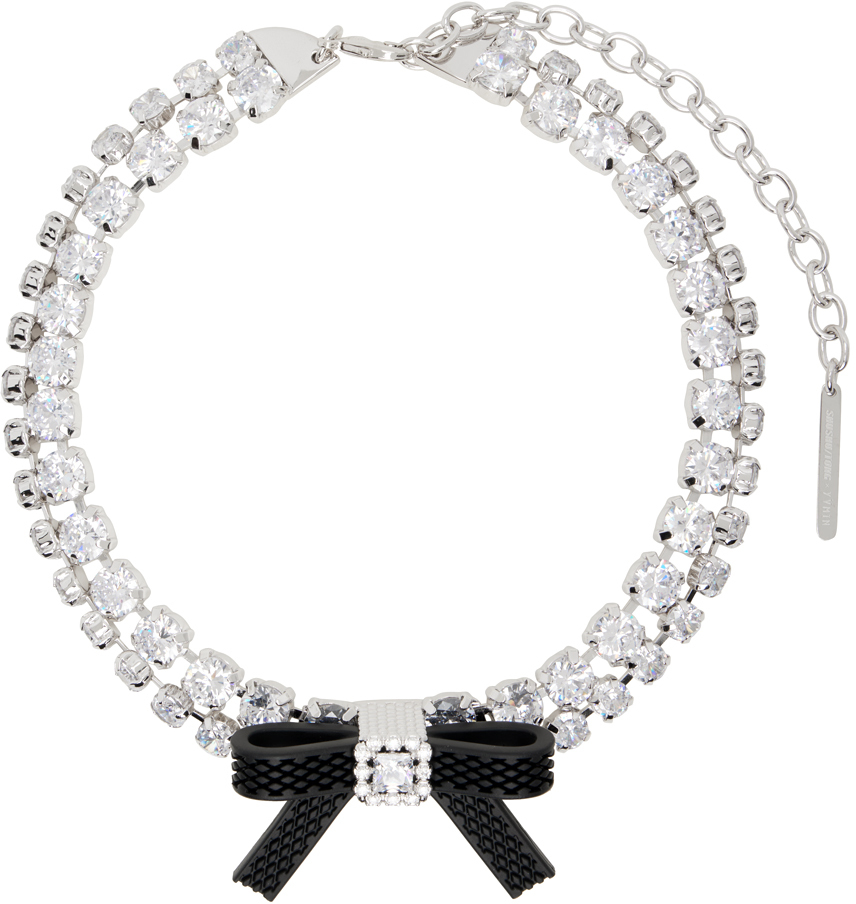 Shushu/Tong: Silver & Black YVMIN Edition Rubber Bow Crystal Chain ...