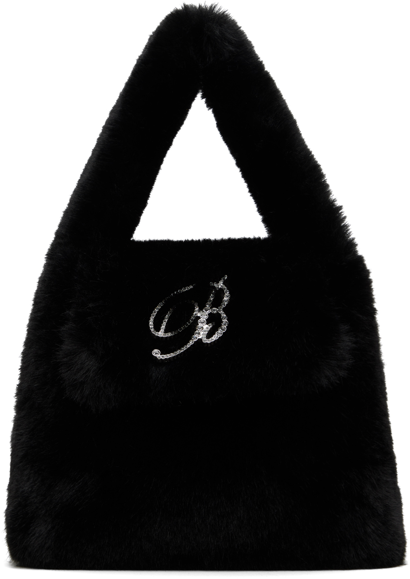 Blumarine Black Faux Fur Tote Bag