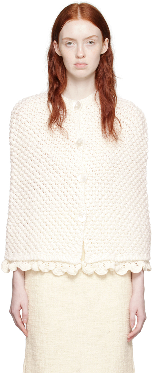 Shushu-tong Off-white Cape Sweater In Wh100 White