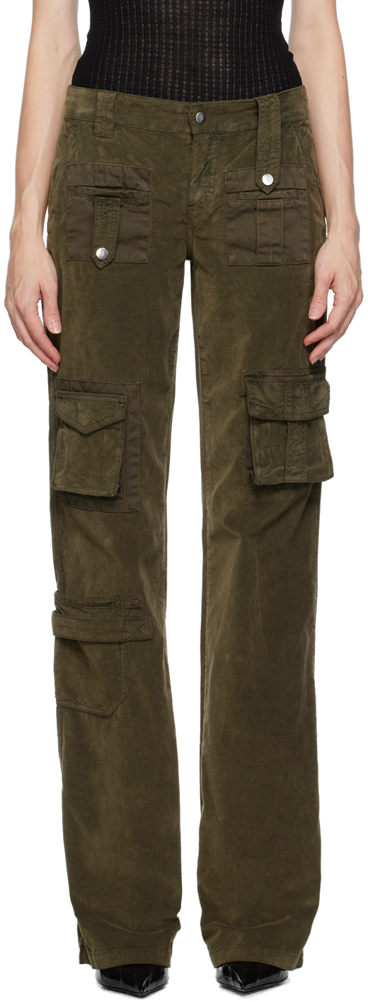 Shop Blumarine Green Straight-leg Cargo Pants In N0520 Dark Olive